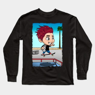 Skateboard  with a Funny Cat Long Sleeve T-Shirt